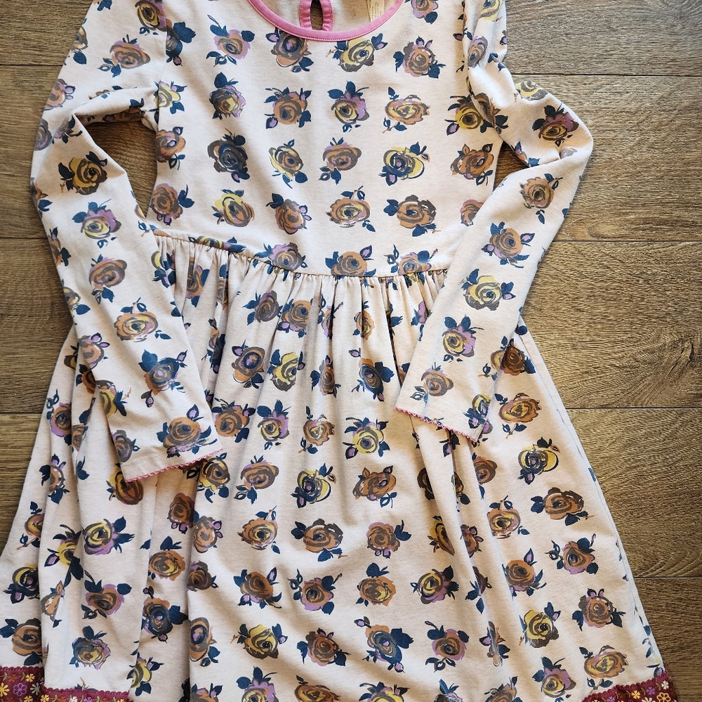 Floral Kids Dress - Cream and Pink